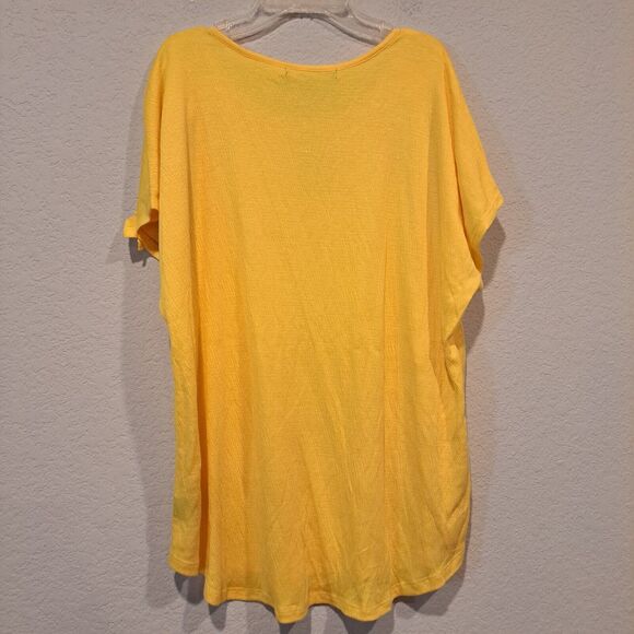 Plus Size Louise Paris Women's Top Yellow Gemstones Shoulder Ruffle NWT size 1X - Picture 2 of 10